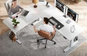 L-Shaped Standing Desk with Charging Station