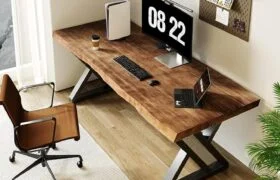 55-Inch Solid Wood Industrial Home Office Desk
