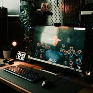 Corner L-Shaped Computer Desk with Monitor Shelf